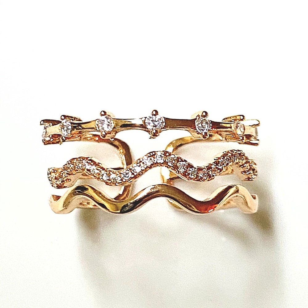 Just In๐ Rose Gold Color Wave Multilayer Ring - Picture 2 of 4